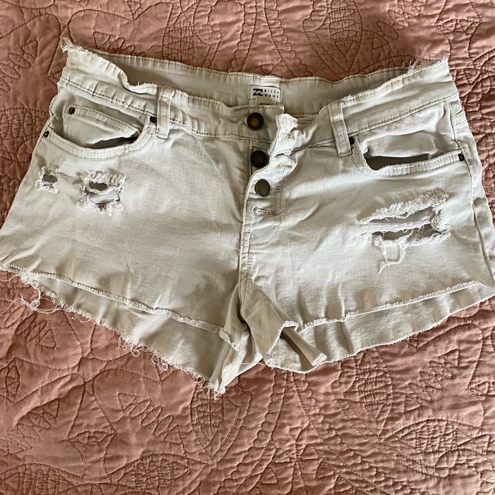 Billabong white ripped jean shorts. Super soft and stretchy white shorts.